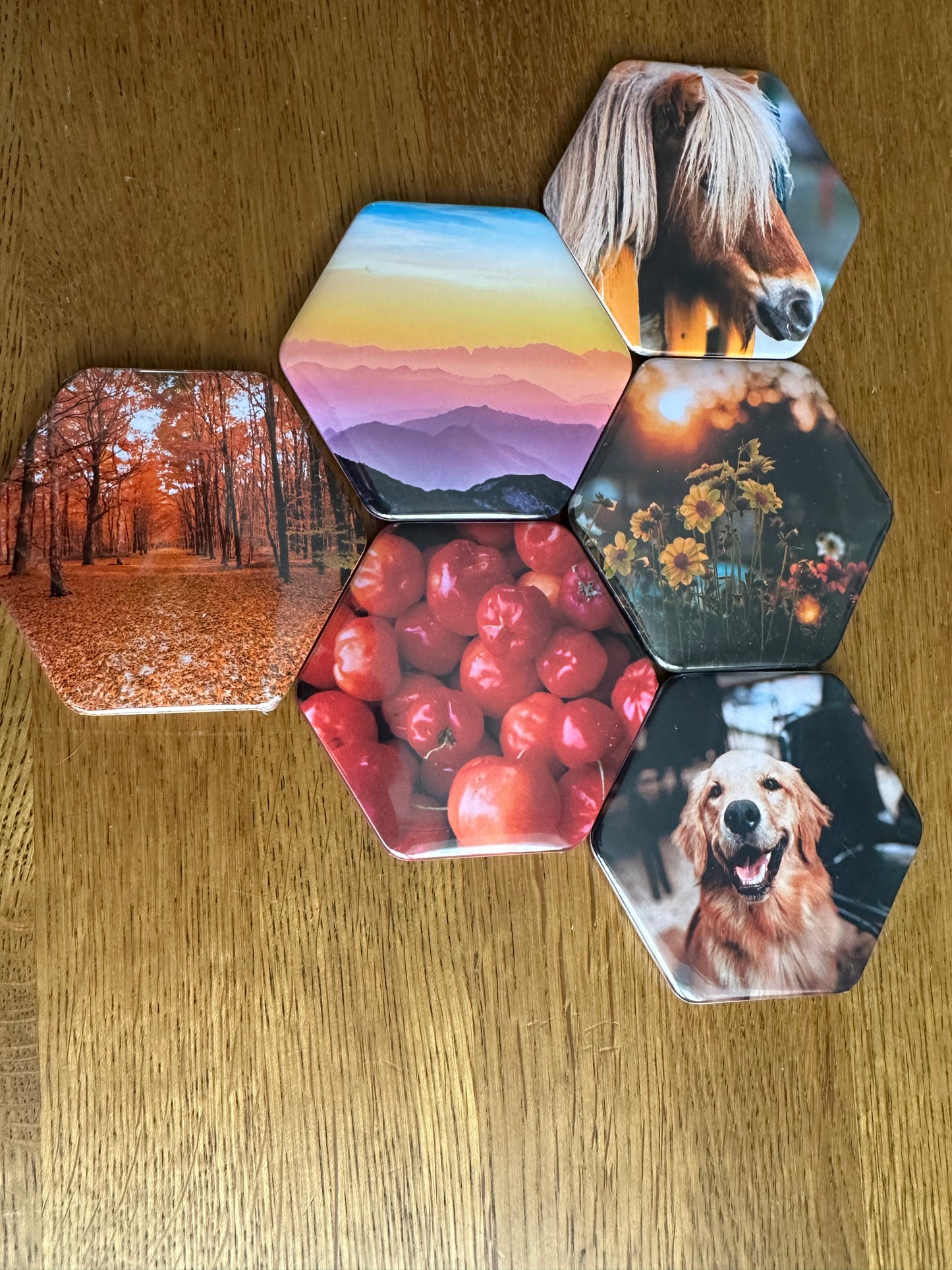 Single hexagon custom made photo magnet 65x58mm