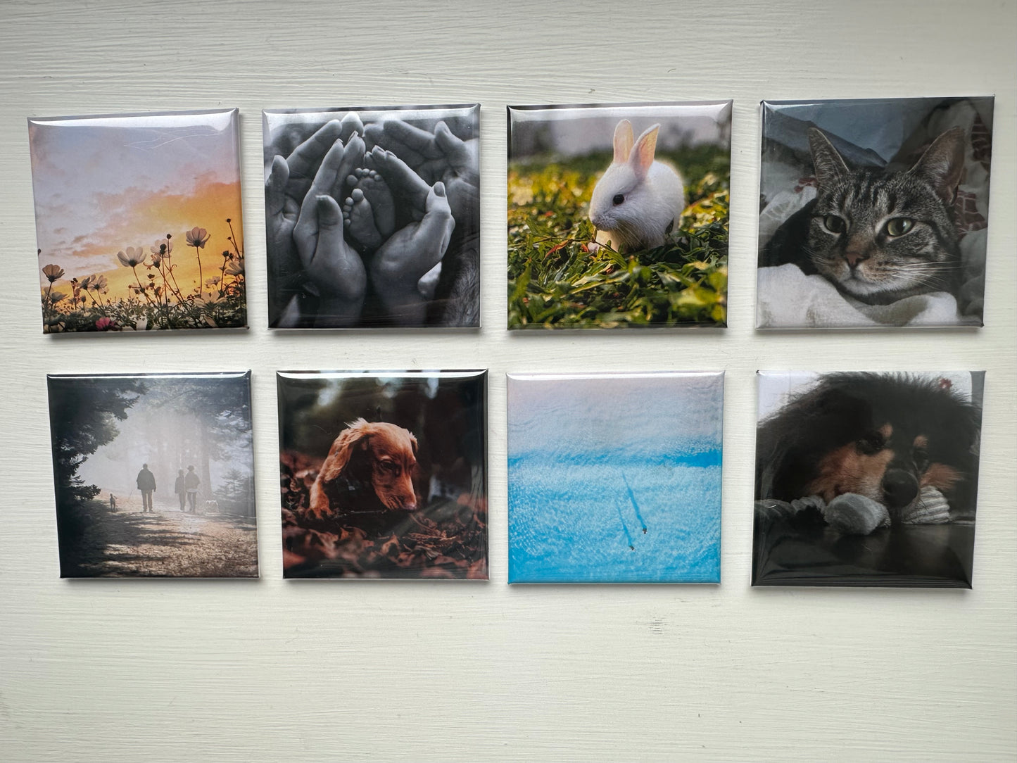 Custom made square photo magnets 50x50mm, pack of 8