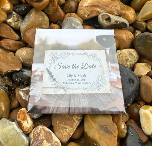 Save the Date customised 50mmx50mm square magnet